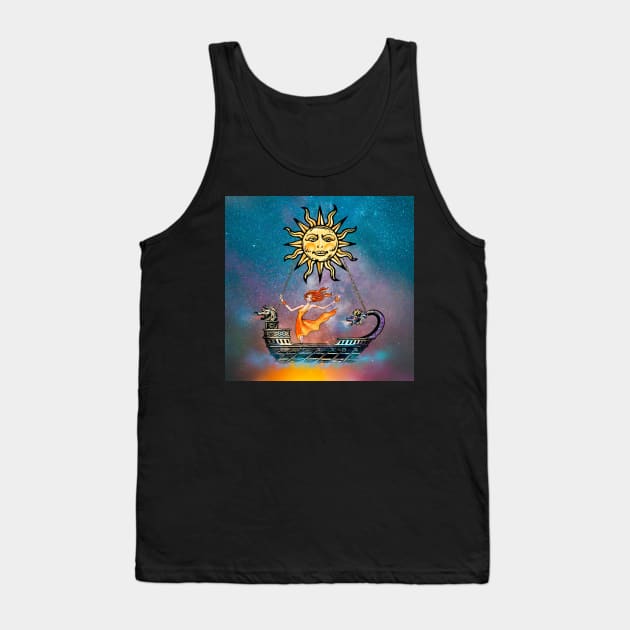 Christmas Vintage Sun Galaxy Dream Boat Tank Top by PG Illustration